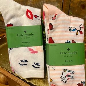 Kate Spade White and Pink Crew Socks Set